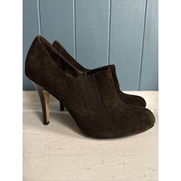 COLE HAAN TALIA Air Brown Suede High Heel Shoes Slip-On Booties Women's Size 8B - Picture 4 of 10